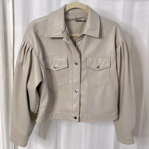NWOT Faux Leather Cropped Lined Jacket, Size M